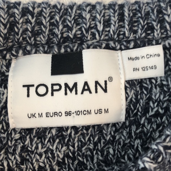 Top man grey blue white knit sweater sz medium - Picture 2 of 7